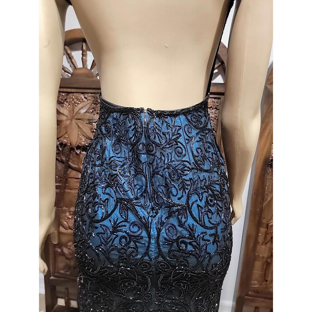 Cache Collection 100% Silk Size S Artsy Sophisticated Dress Backless Beaded #C3 - Picture 5 of 12